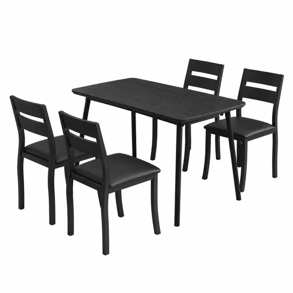 Juego de Comedor Negro con Mesa de MDF y Sillas de Acero