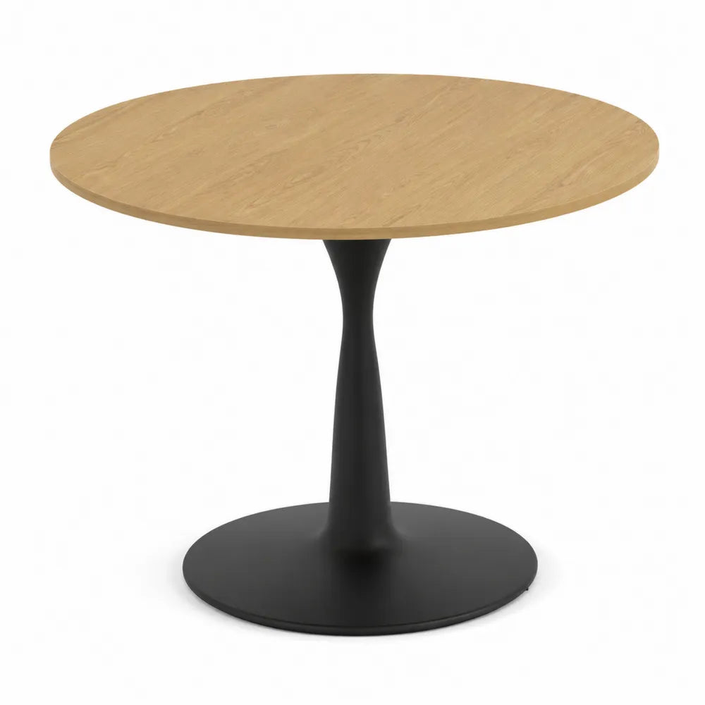 Mesa redonda de madera y metal