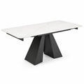 Mesa de comedor de m¨¢rmol con base met¨¢lica negra