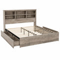 Cama doble de madera de roble con estanter¨ªa integrada 200x160 cm