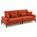 Sof¨¢ de 3 plazas de poli¨¦ster rojo terracota con patas de madera