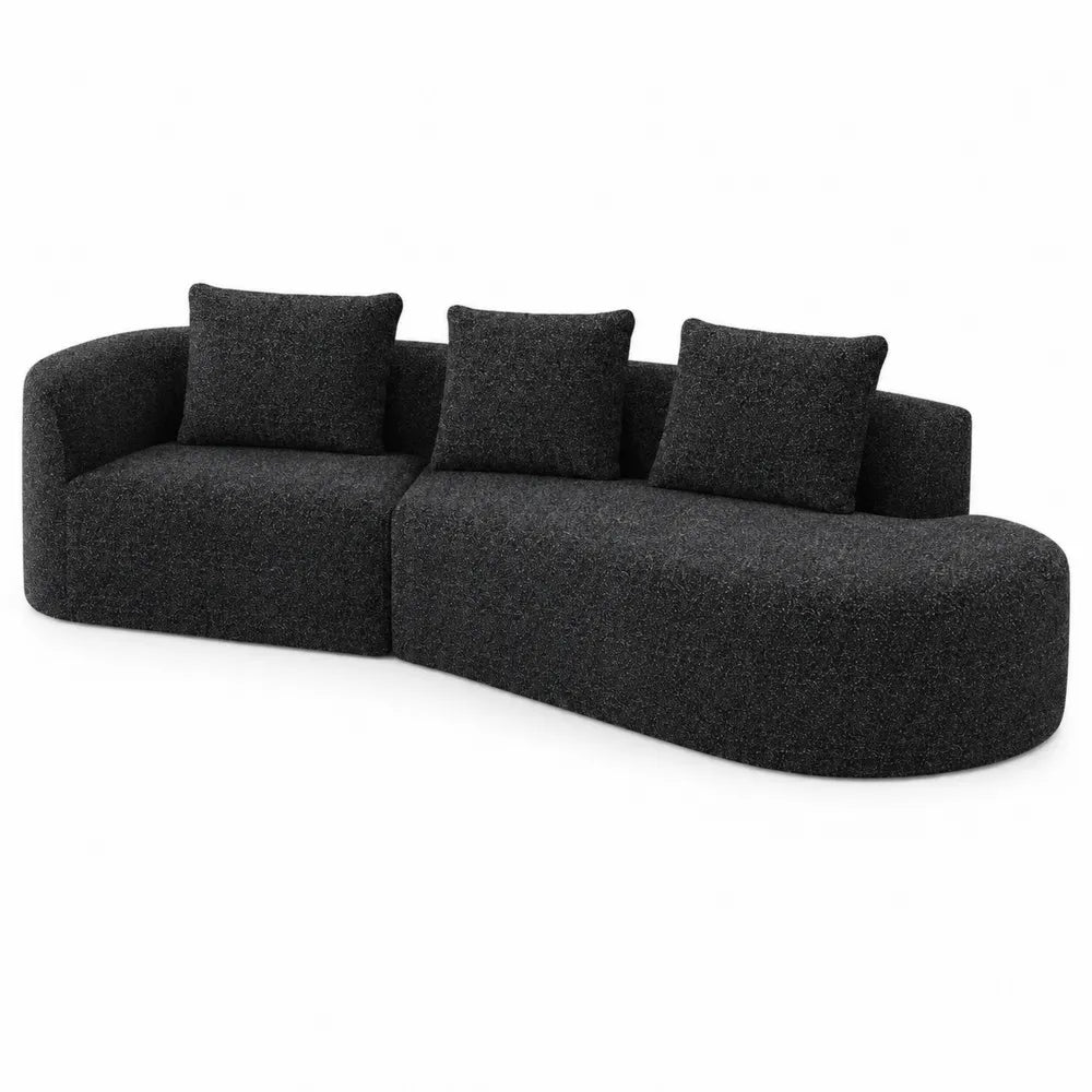 Sof¨¢ seccional en L de tela Negra 300x135x80 cm