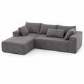 Sof¨¢ Chaise Longue en Forma de L de Tela Gris Oscuro