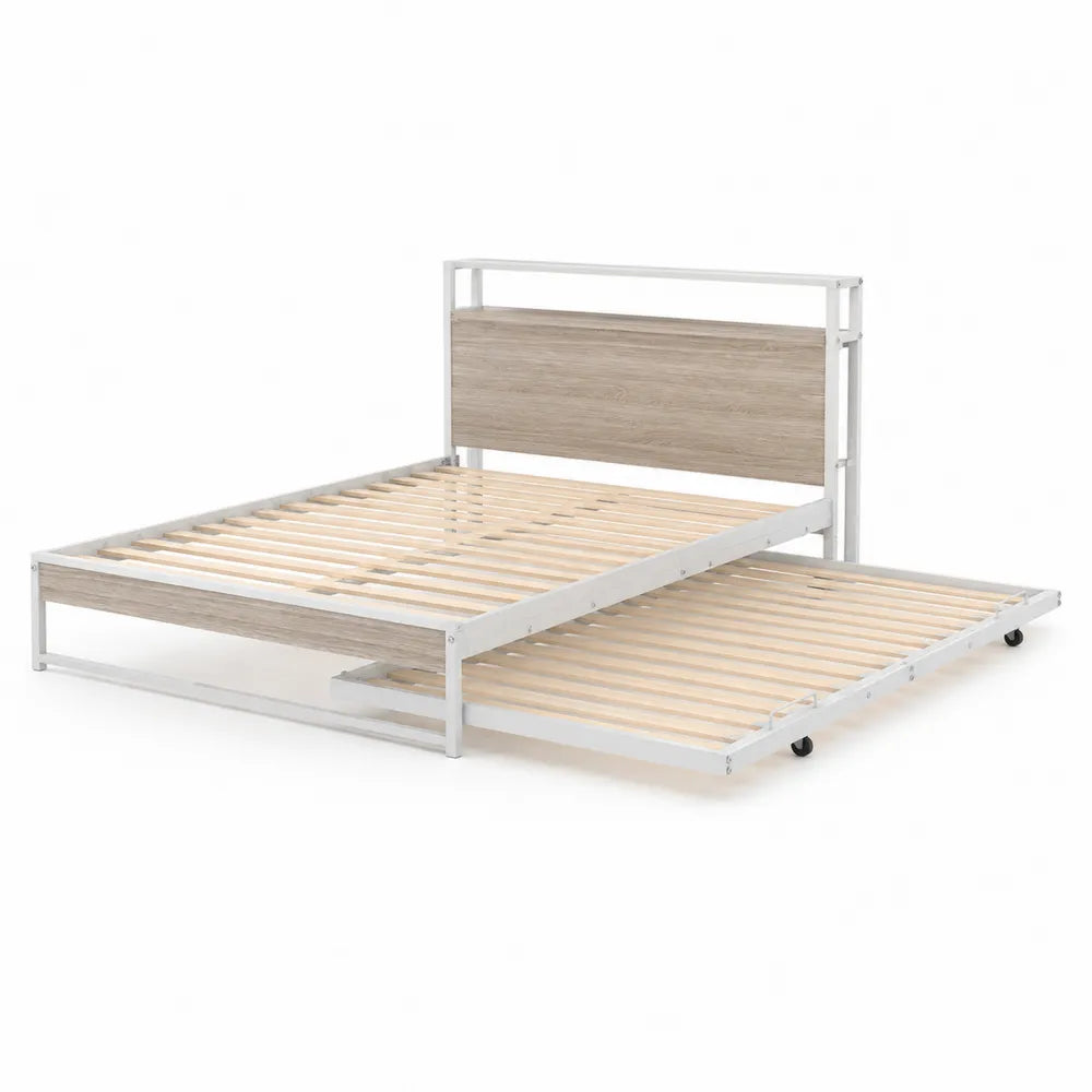 Cama nido de metal y madera con somier de l¨¢minas