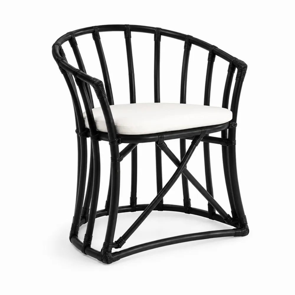 Silla de Rat¨¢n con Coj¨ªn de Poli¨¦ster Negra y Blanca