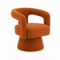 Silla de tela boucl¨¦ naranja con base c¨®nica
