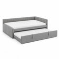 Cama nido de tela gris con colchones