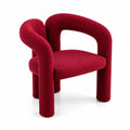 Silla de sal¨®n tapizada en Boucl¨¦ Rojo con dise?o redondeado