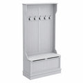 Mueble recibidor de madera maciza con ganchos Blanco 180x90x40 cm