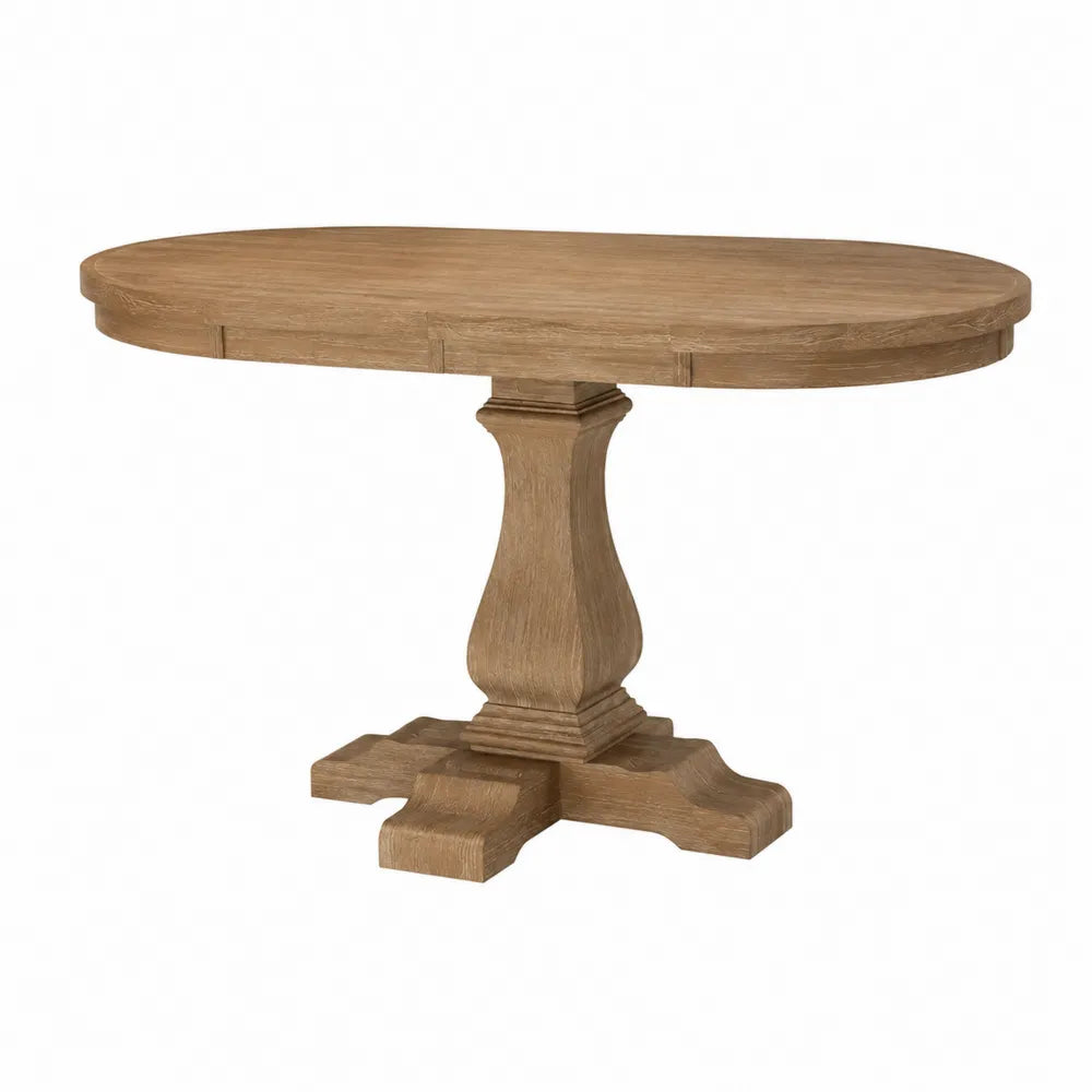 Mesa de comedor ovalada de madera de roble