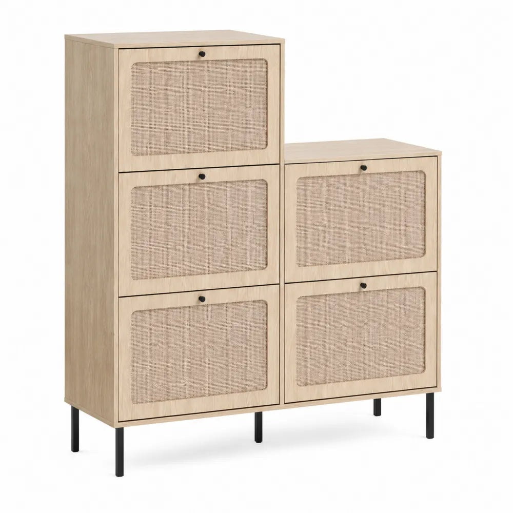 Armario de Madera y Rat¨¢n con 5 Puertas